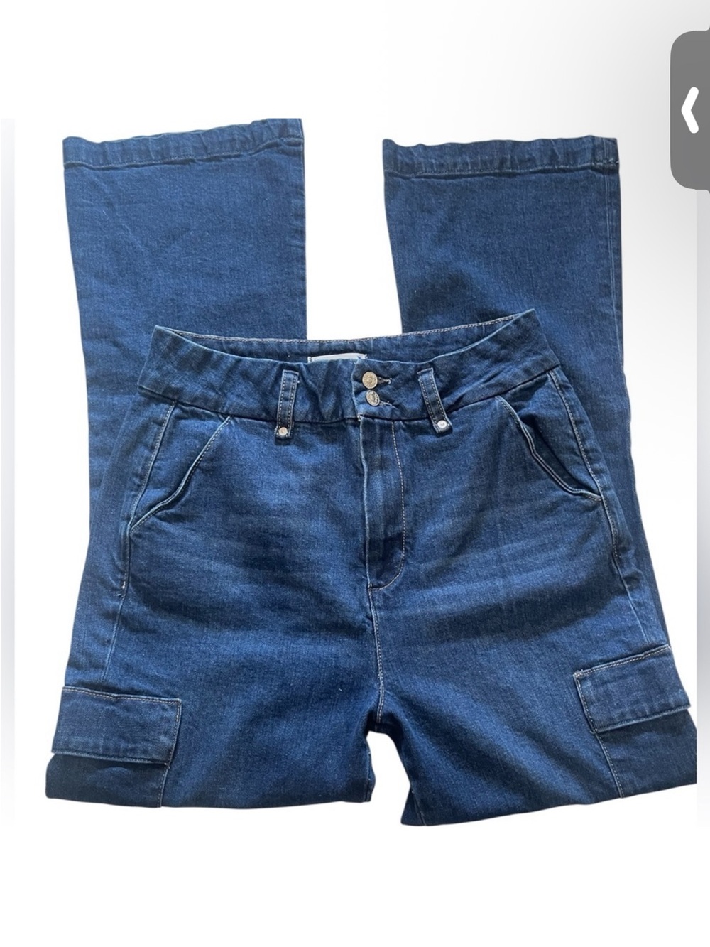Paige Dark Denim Cargo Jeans Gracie Lou High Waisted Size 31 - Picture 14 of 14